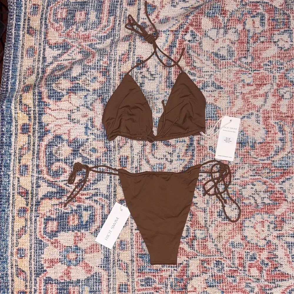 Riot Swim Bixi Bikini Set in Brown Sugar SZ XS NWT - Picture 3 of 5